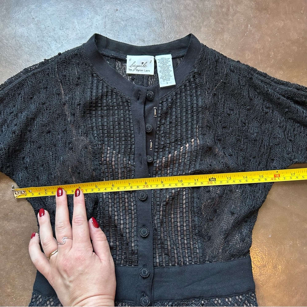 ANTHROPOLOGIE brand Beguile by Byron Lars- size 0 Black Long Sleeve Lace Dress - Picture 14 of 17